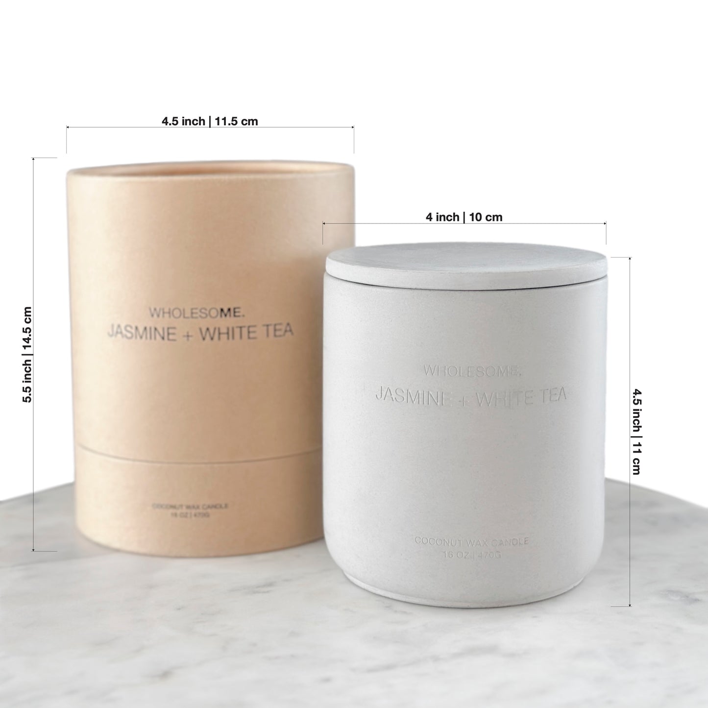 Jasmine + White Tea Scented Non Toxic Candles - 100% Natural Coconut Wax Candle