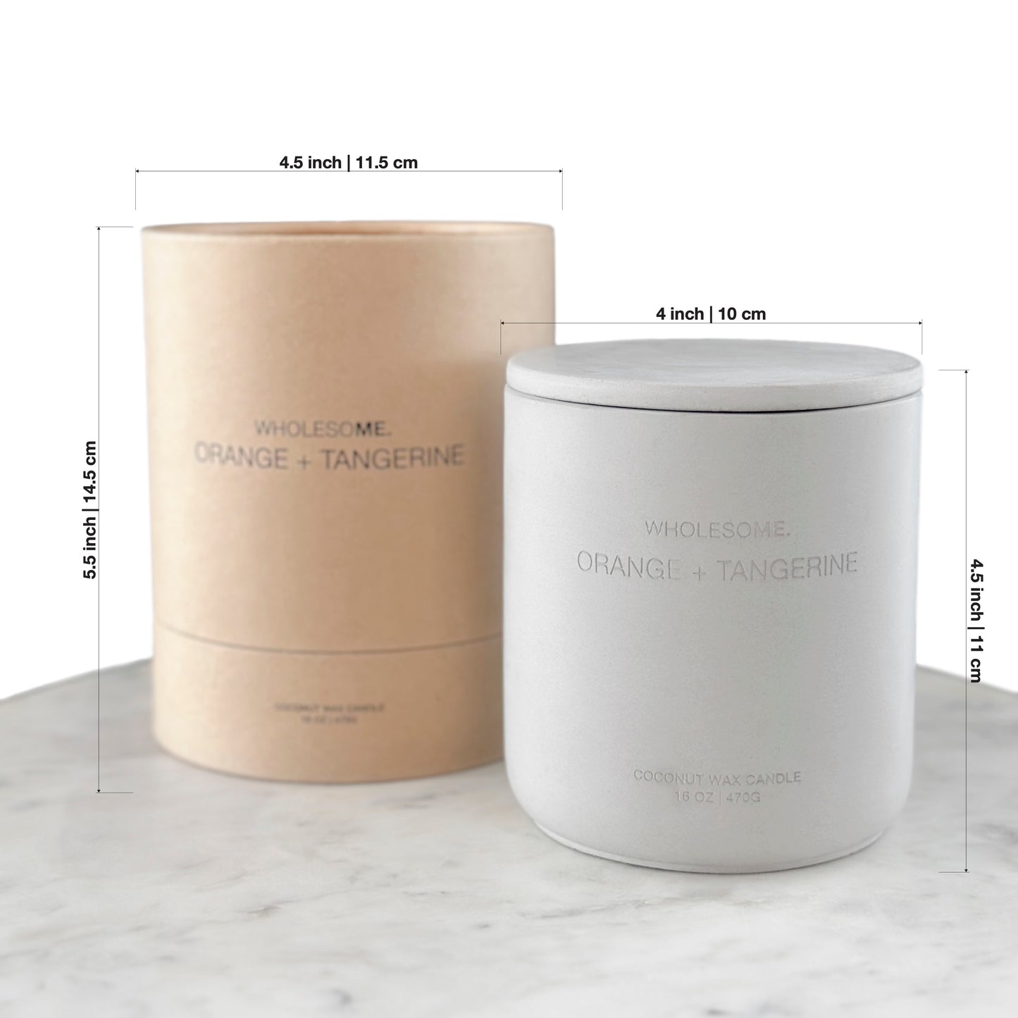 Orange + Tangerine Scented Non Toxic Candles - 100% Natural Coconut Wax Candle