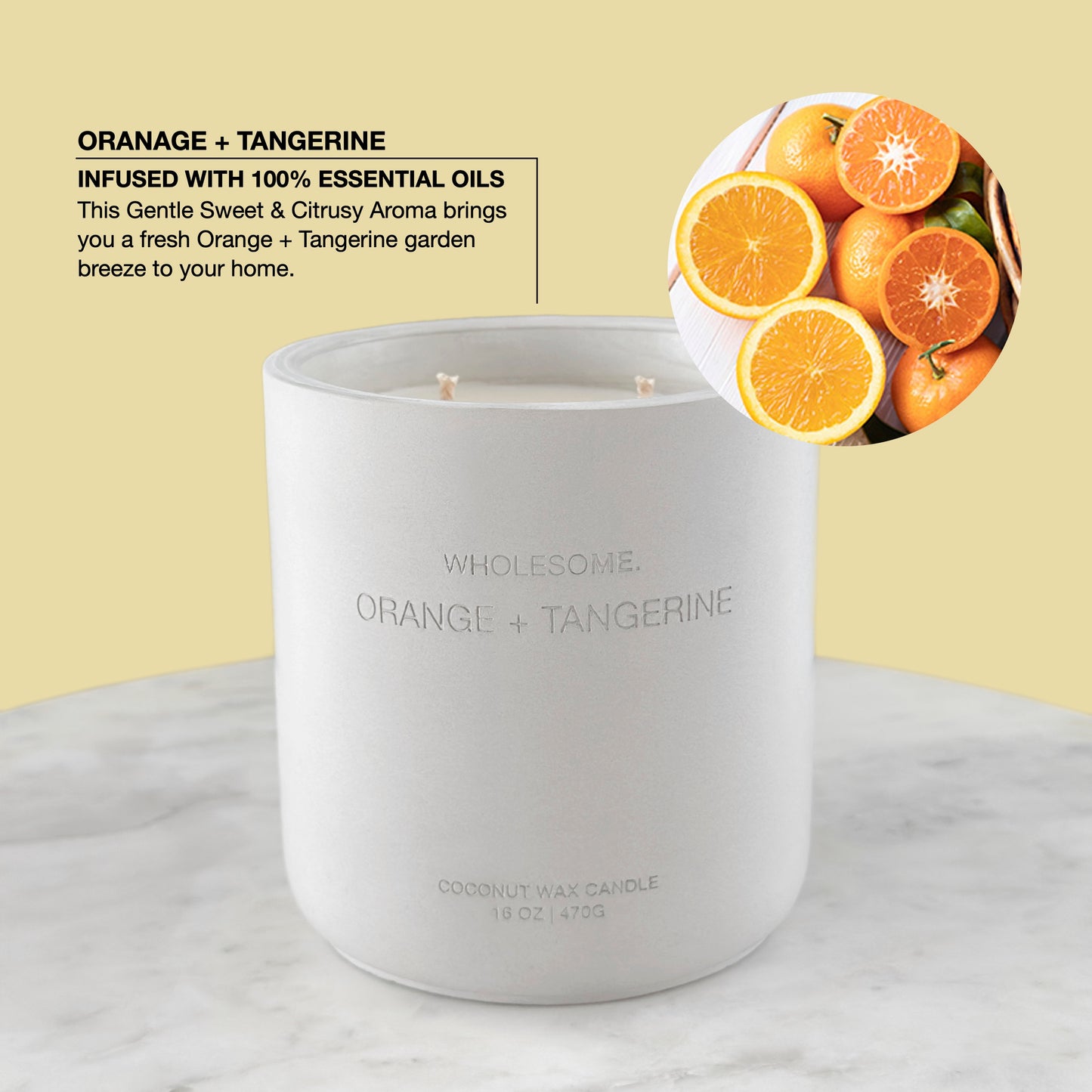 Orange + Tangerine Scented Non Toxic Candles - 100% Natural Coconut Wax Candle