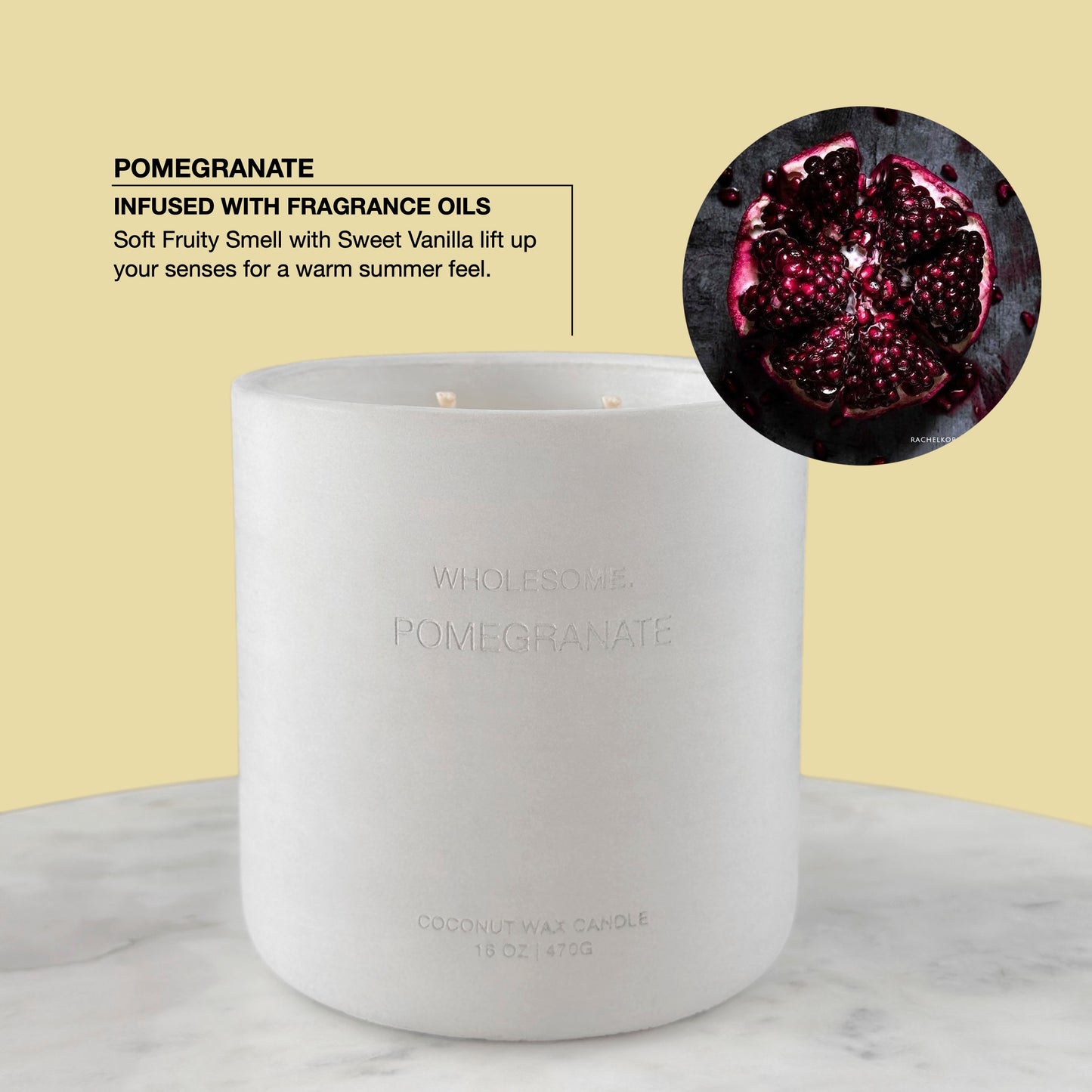 Pomegranate Scented Non Toxic Candles - 100% Natural Coconut Wax Candle