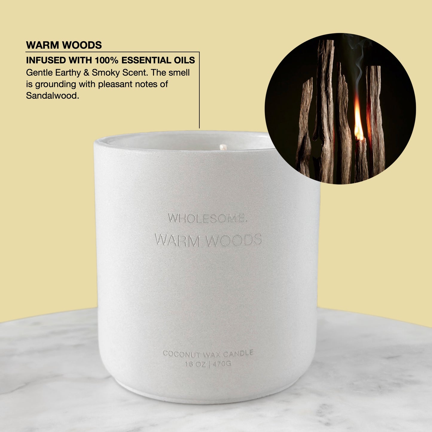 Warm Woods Scented Non Toxic Candles - 100% Natural Coconut Wax Candle