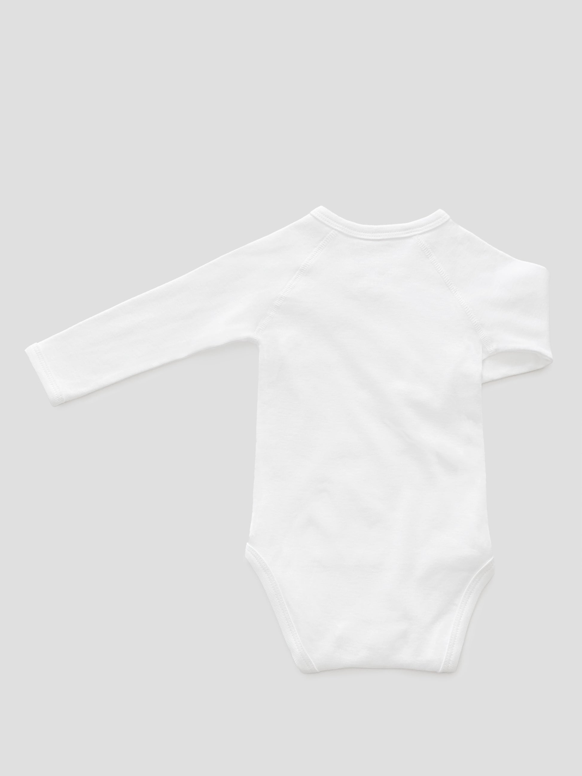 organic cotton, Long sleeve, bodysuit, baby essentials, newborn, white, wrap, wholesome, oeko tex standard 100